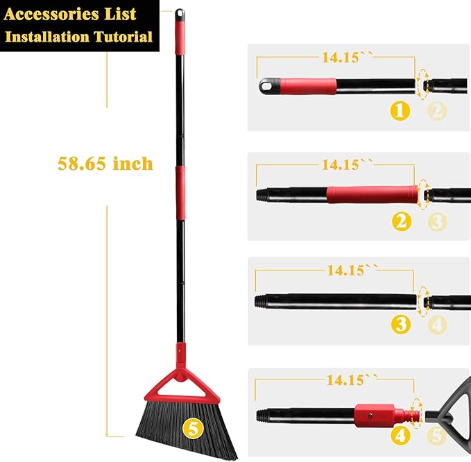 Heavy Duty Broom Outdoor and Indoor, 2 Pack Upgraded Commercial Angle Brooms - Image 4