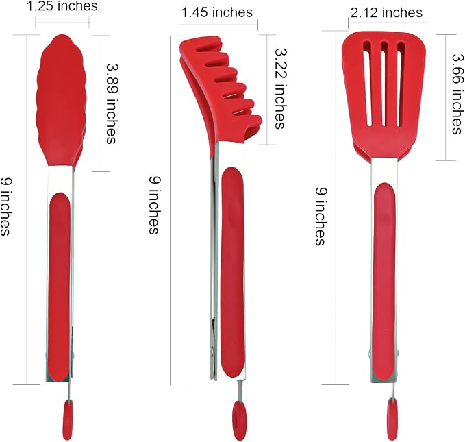 HST 3 Pack Kitchen Tongs, Non Stick Stainless Steel 9 Inch Tongs - Image 6