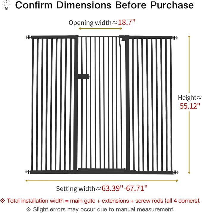 Lumizone Extra Tall Cat Gate 55.12" High Pressure Mounted Extra Wide 2025 New - Image 2