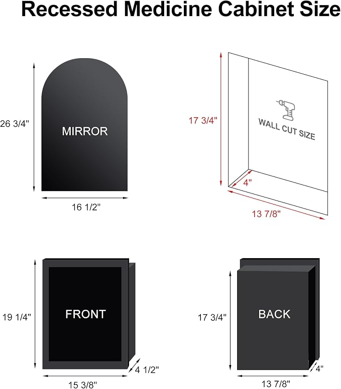 Recessed Medicine Cabinet for Bathroom, Bathroom Mirror - Image 4