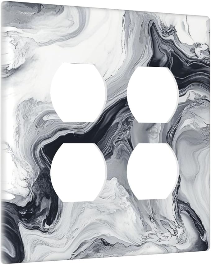 Abstract Marble Ink Texture Grey Marble Print Outlet Covers 2 Gang Double - Image 2