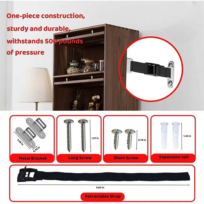Furniture Anchors for Baby Proofing, Anti Tip Furniture Anchors, Furniture Wall - Image 2
