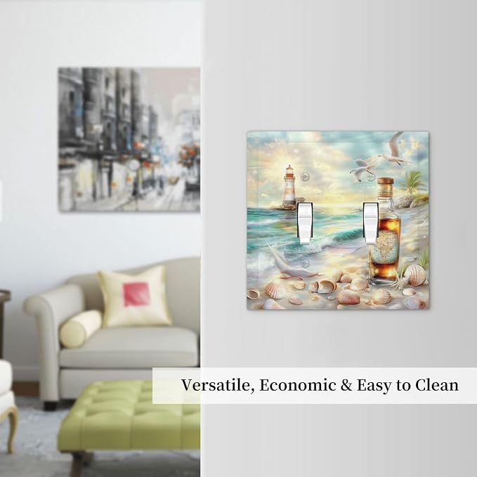 Decorative Switch Plates Beach Ocean Lighthouse Seashells 2 Gang Double Toggle - Image 7