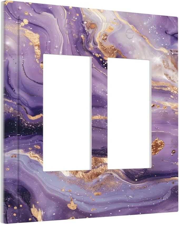 Luxury Marble Texture Purple And Gold Abstract Print Decorative Outlet Covers 2 - Image 2