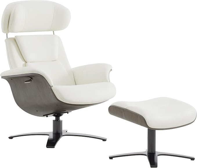 CHITA Genuine Leather Reclining Swivel Chair by CHITALIVING
