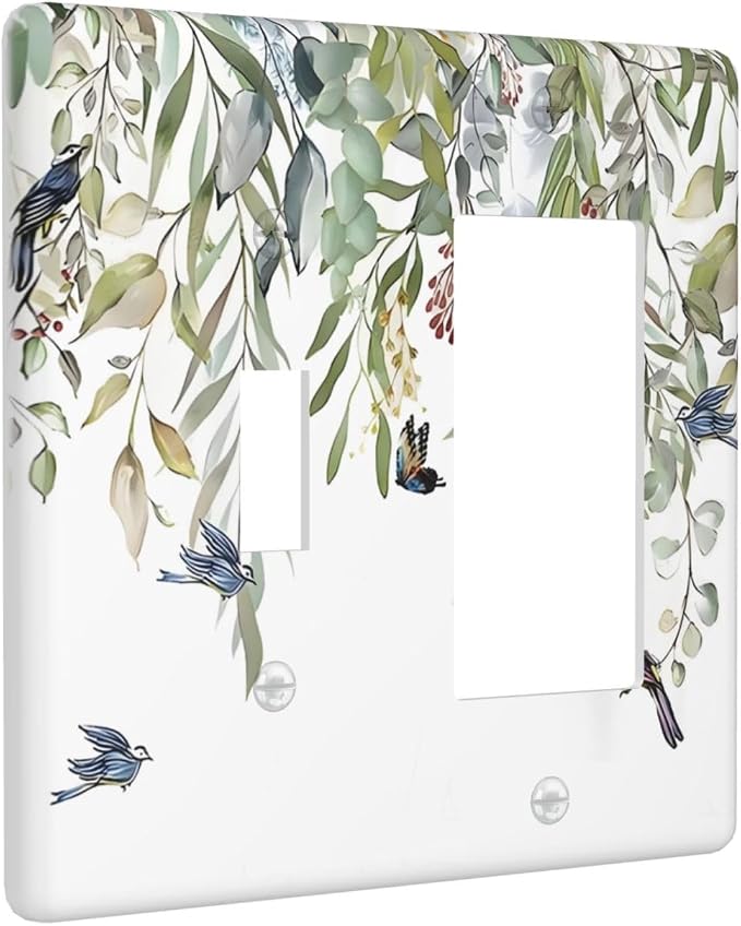Green Leaf Eucalyptus Leaves Floral Bird Butterfly Outlet Covers 1 Toggle 1 - Image 2