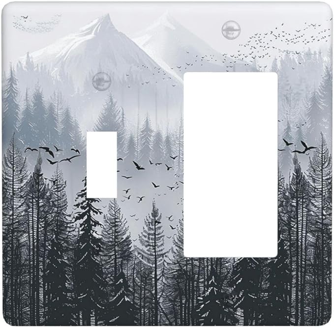 Misty Forest Nature Tree Mountain Birds Outlet Covers 1 Toggle 1 Rocker by Unknown