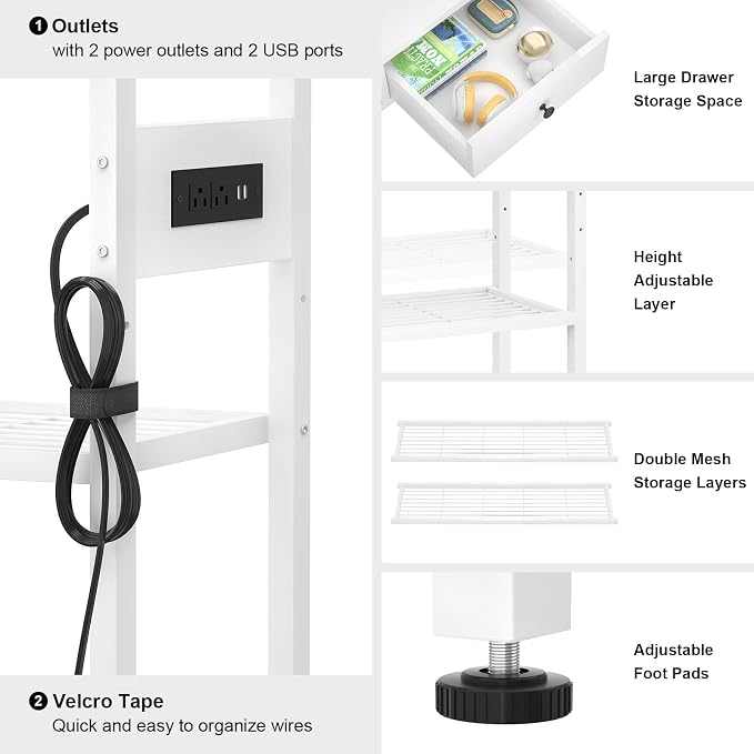 Ecoprsio Entryway Table with Outlets and USB Ports, Console Table with 2 Drawers - Image 4