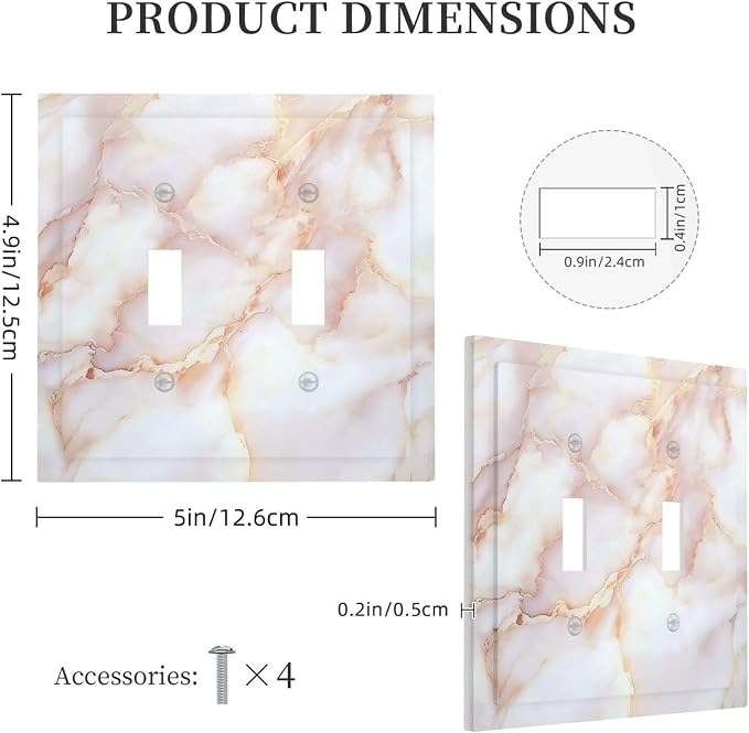 Decorative Switch Plates Pink Jade Marble Granite 2 Gang Double Toggle Outlet - Image 5