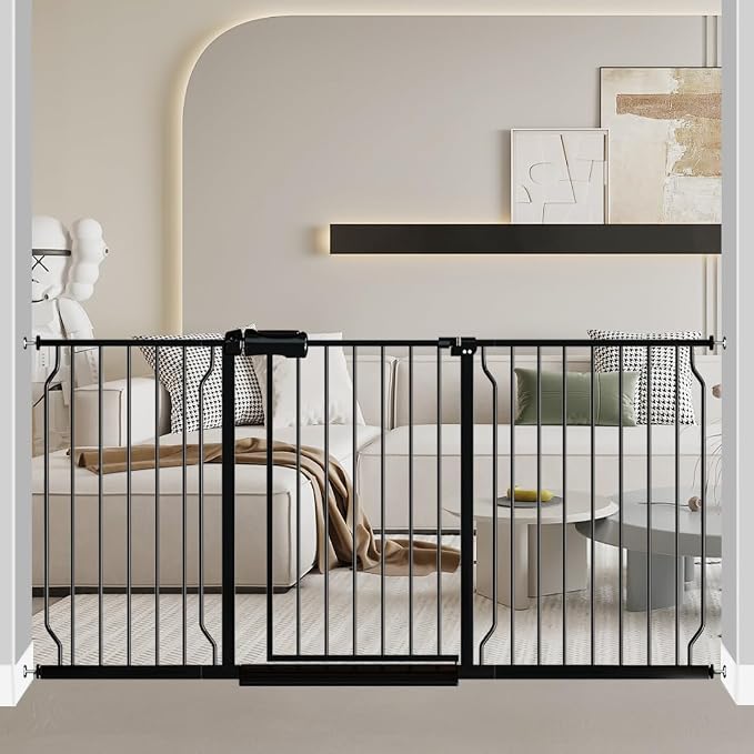 Fairy Baby Extra Wide Baby Gate Black 62-67 Inch Wide, Walk Through Pressure by FairyBaby