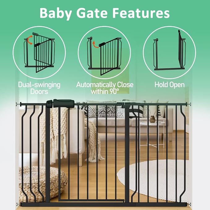 ALLAIBB Extra Wide Pressure Mounted Baby Gate Walk Through Child Kids Safety - Image 4
