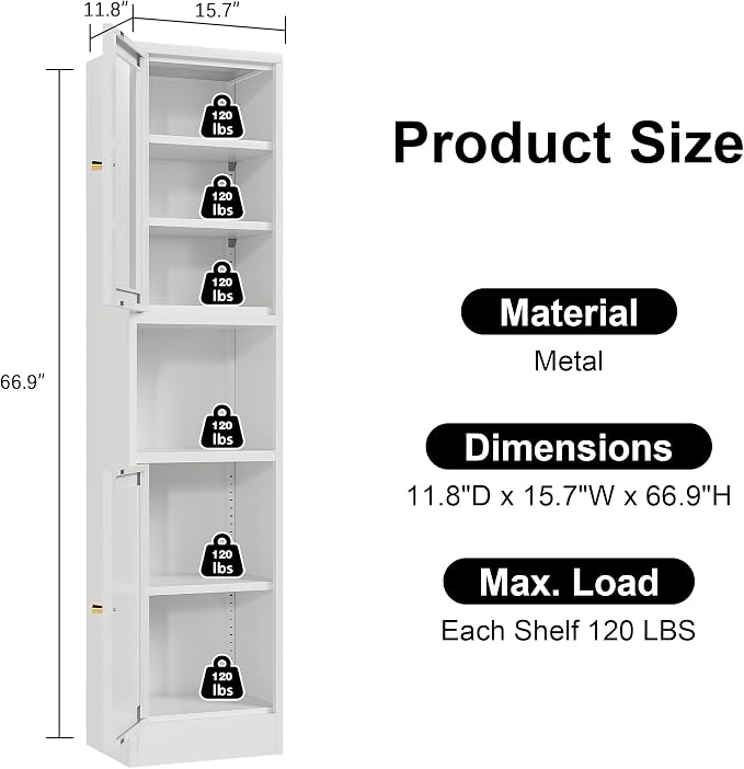 Narrow Glass Door Storage Cabinet Tall Metal Storage Cbinets - Image 2