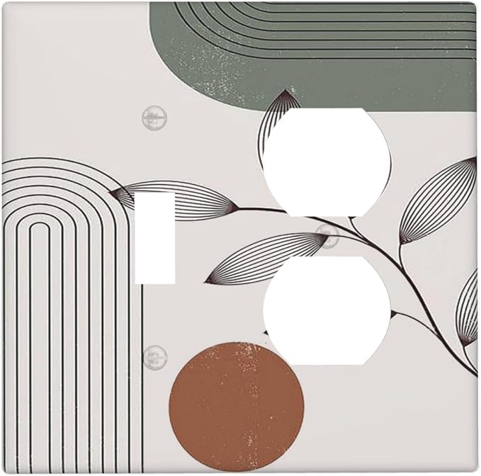 Wallplates Sage Green Boho Nature Art Minimalist Geometric Plant 1 Toggle 1 by Everyswitchisastoryswitch