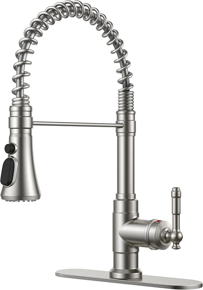FORIOUS Vintage Kitchen Faucet Pull Down Sprayer Brushed Nickel Stainless Steel by FORIOUS
