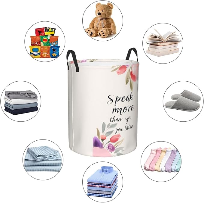 Laundry Basket Motivational Word Collapsible Large Capacity, 63L Dirty Clothes - Image 2