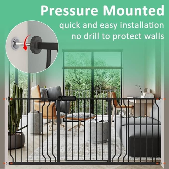 ALLAIBB Extra Wide Pressure Mounted Baby Gate Walk Through Child Kids Safety - Image 2