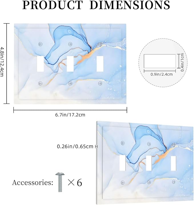 Modern Art Blue Gold Marble Abstract Luxury Print Decorative Switch Plates 3 - Image 5