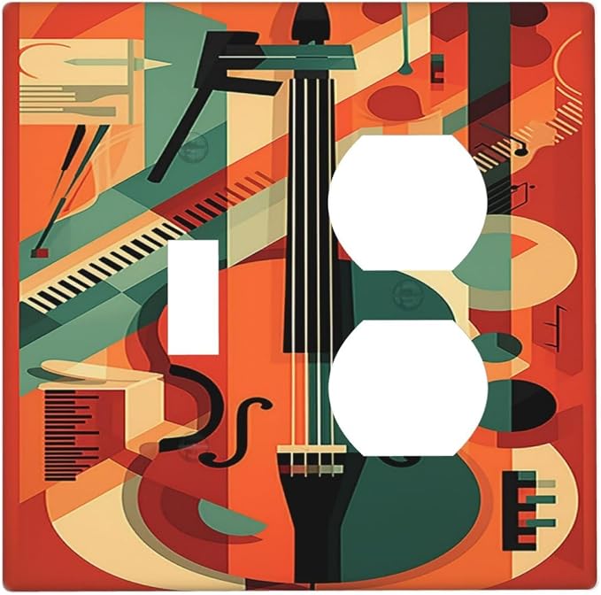 Wallplates Violin Abstract Jazz Colorful Painting 1 Toggle 1 Duplex Switch by LightSwitchCover
