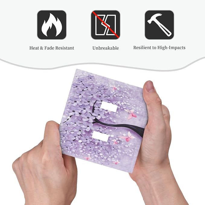Light Switch Cover 3D Purple Tree 2 Gang Wall Plate Double Light Switch Plate - Image 6