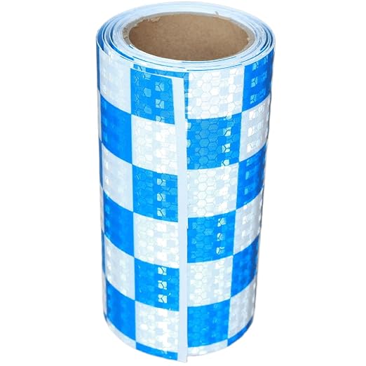 Reflective Tape Blue and White 6 inch X 10 feet, Outdoor Waterproof Hazard by tuyrchu