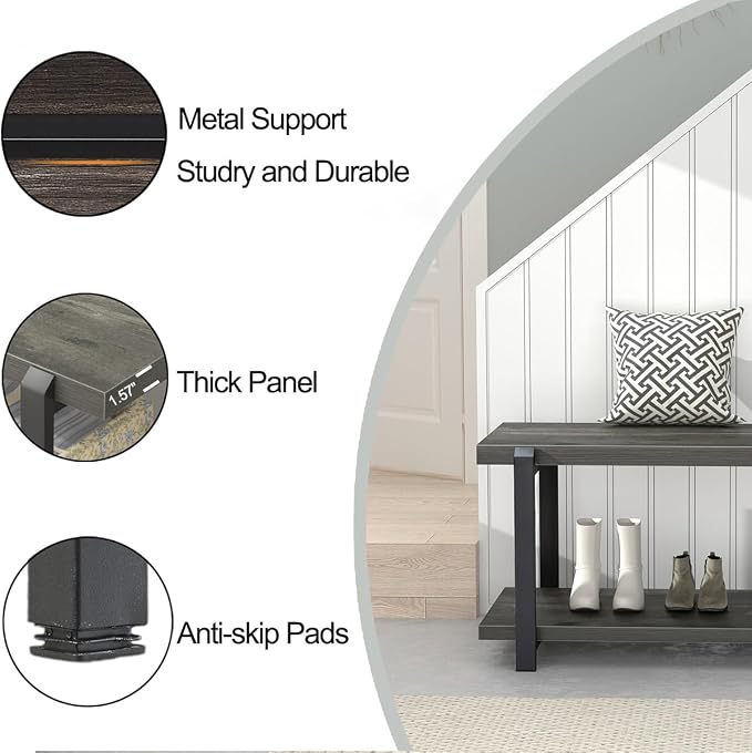 EXCEFUR Industrial Entryway Bench - Image 6