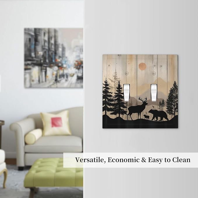 Decorative Switch Plates Wood Board Wildlife Cute Bear Deer Forest Rustic 2 - Image 7