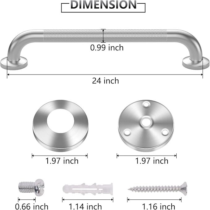 2 Pack 24 Inch Grab Bars for Bathtubs and Showers, Anti Slip Shower Grab Bars - Image 7