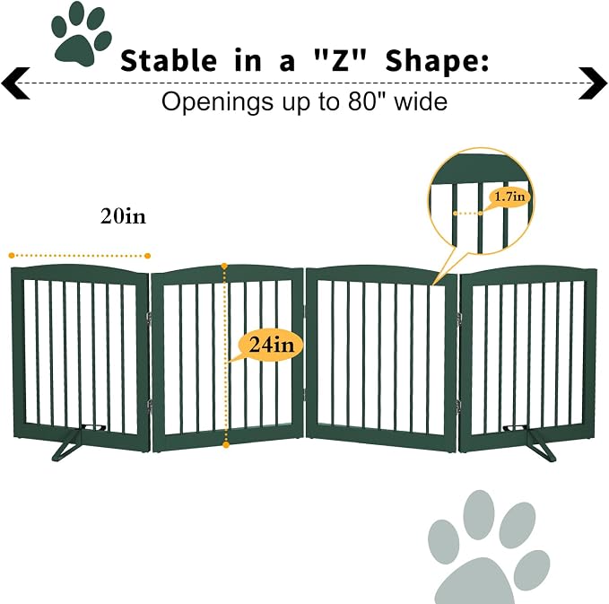 Freestanding Pet Gate for Dogs, Foldable Wooden Dog Gate for House, Indoor Dog - Image 6