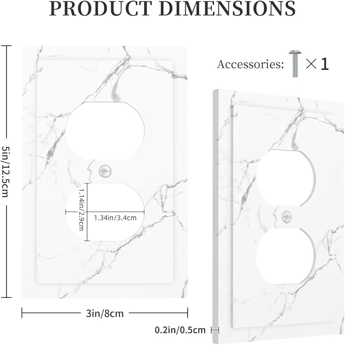 Luxurious White Marble Abstract Print Outlet Covers 1 Gang Duplex Light Switch - Image 5