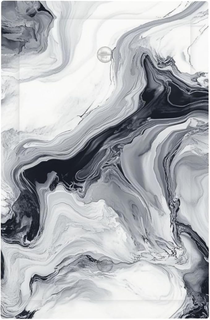 Abstract Marble Ink Texture Grey Marble Print Light Switch Cover Plate 1 Gang by Unknown