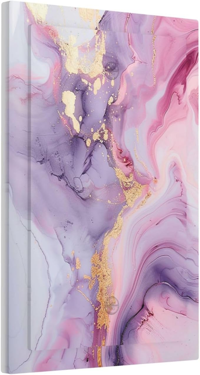 Light Switch Cover Plate Pink Marble Abstract Purple Gold Texture 1 Gang No - Image 2