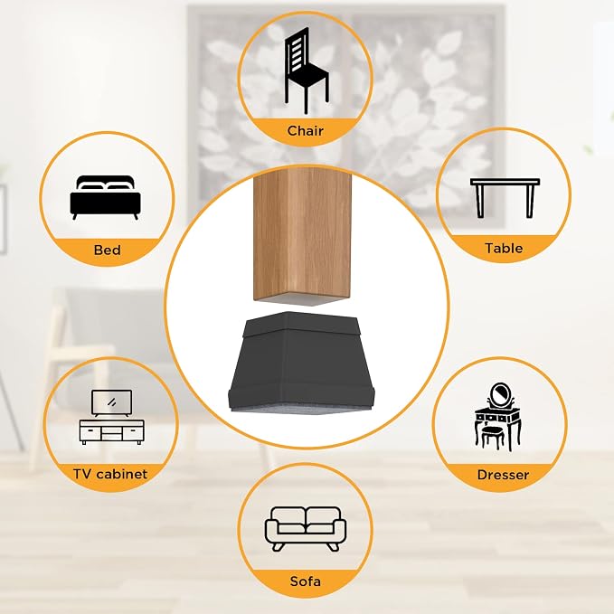16 PCS Square Chair Leg Floor Protector, Silicone Chair Leg Cover, Furniture - Image 5