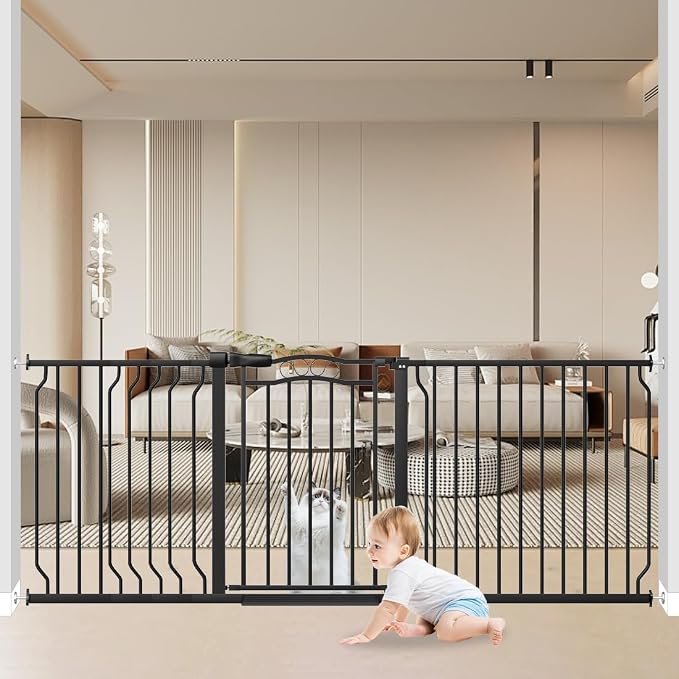 Extra Wide Baby Gate 67.3-81.1 Inch, Pressure Mounted Dog Gate Indoor, Walk - Image 9
