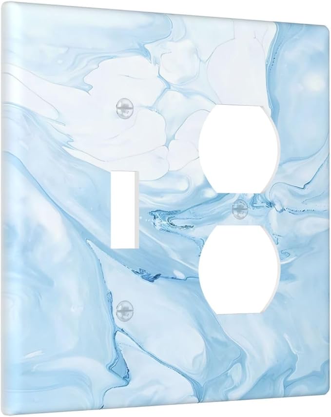 Navy Blue Sea Waves Spilled Ink Marble Simplicity Print Wallplates 1 Toggle 1 - Image 2