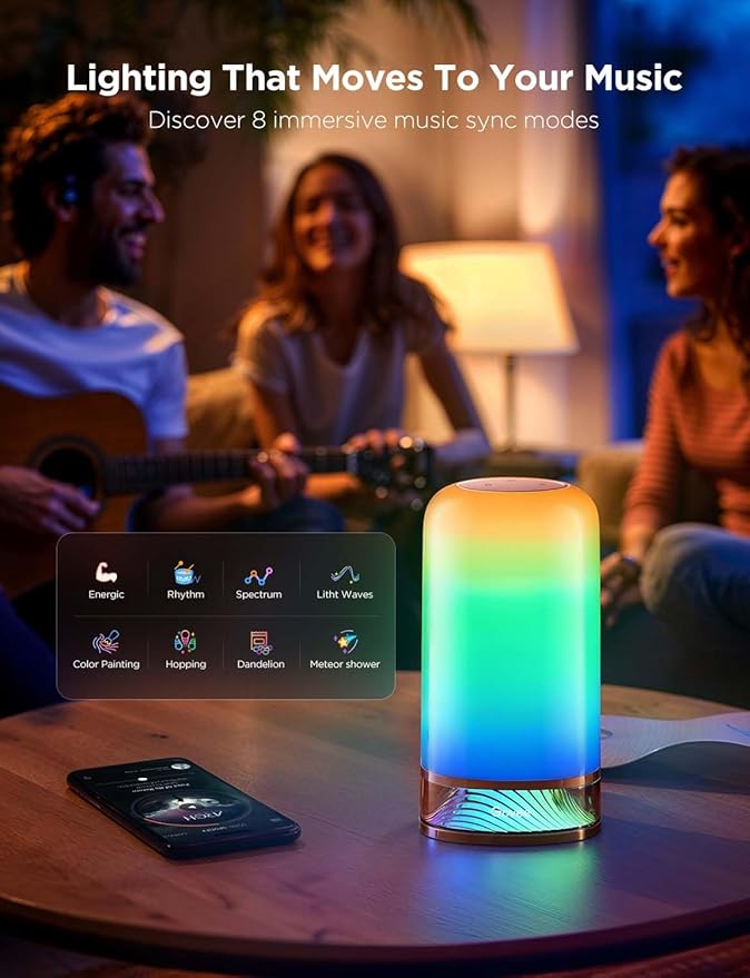 Govee RGBIC Smart Table Lamp 2, Touch Bedside Small Table Lamp Matter, Alexa - Image 6