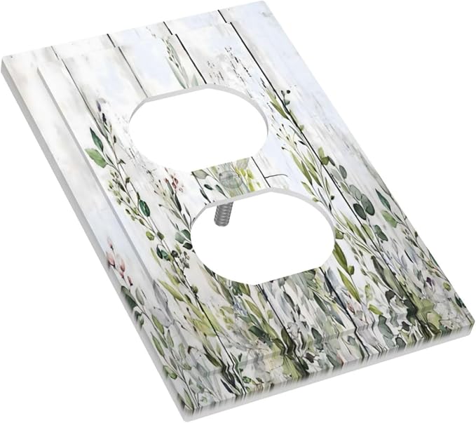 Sage Green Eucalyptus Rustic Country Botanical Leaf Flower Outlet Covers 1 Gang - Image 3
