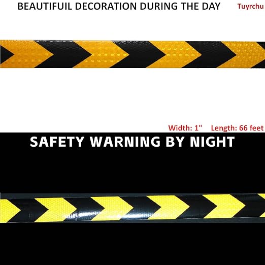 Yellow Black Reflective Tape Outdoor Waterproof 1 inch X 66 feet, High - Image 3