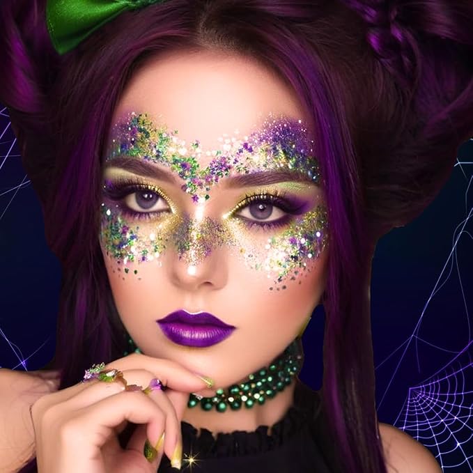 Mysense Purple Body Glitter Stick, Mardi Gras Accessories, Sparkling Face Hair - Image 5