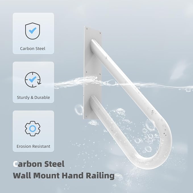Handrails for Outdoor Steps Wall Mount, Railings for 1-2 Steps, U-Shaped - Image 5