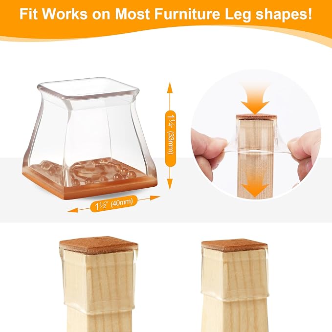 CHUNZEXI 48 Pack Square Chair Leg Floor Protectors - Image 3