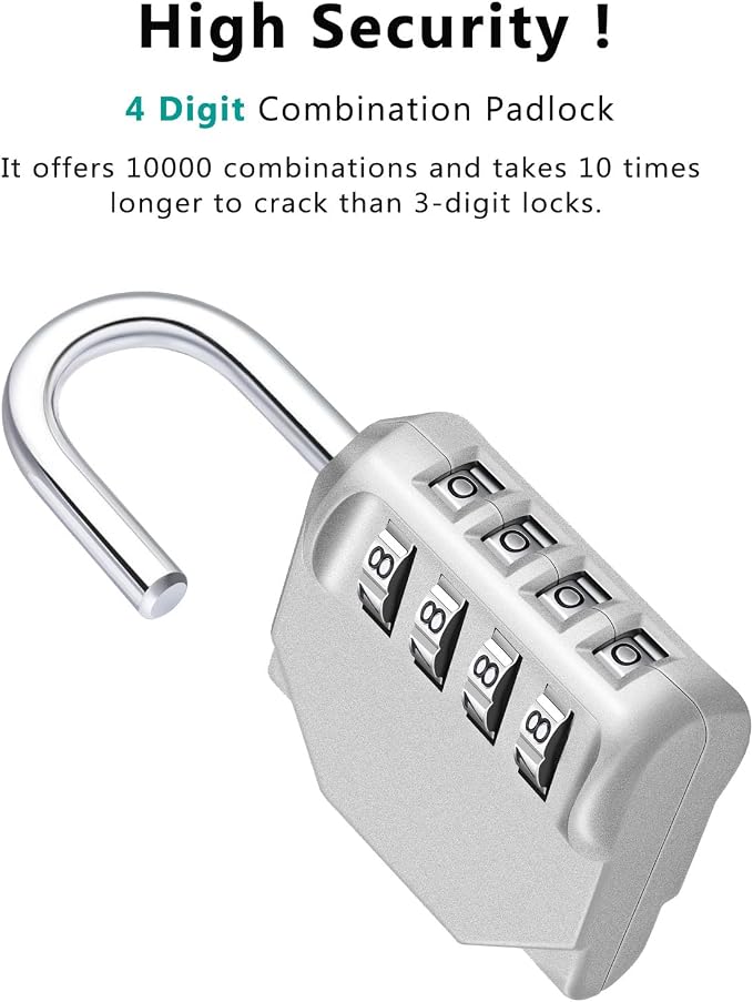 ZHEGE Combination Lock Outdoor, 4 Digit Re-settable Padlock - Image 2