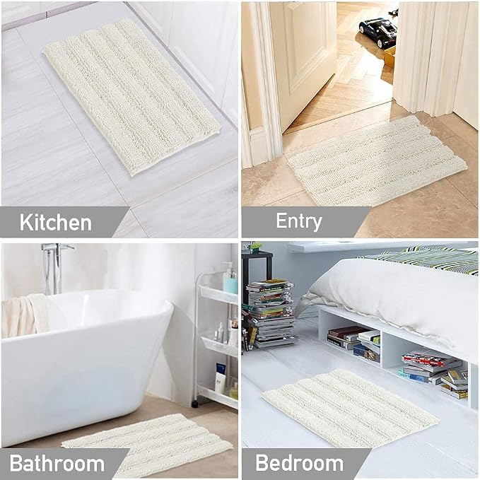 Turquoize Chenille Bathroom Rugs Set Non-Slip Bath Mats - Image 6
