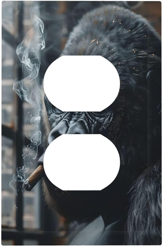 Funny Animal Smoking Black Orangutan Outlet Covers 1 Gang Duplex Light Switch by Unknown