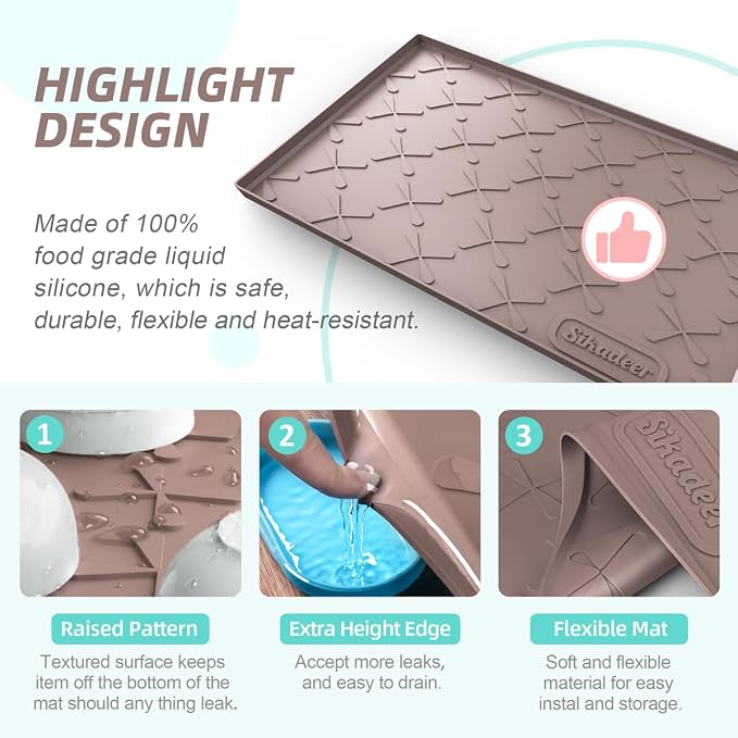 SIKADEER 31" x 22" Under Sink Mat Waterproof, Silicone Mat Kitchen Drawer Shelf - Image 5