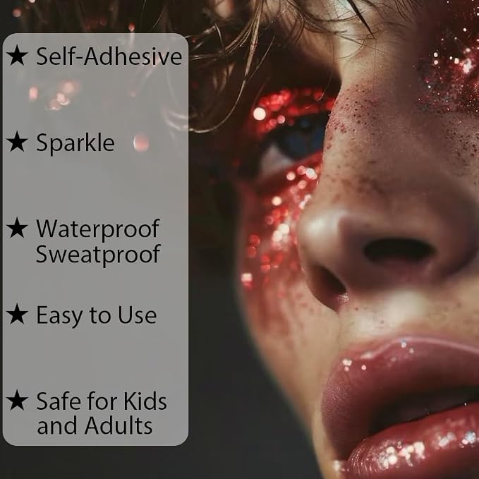Mysense Red Body Glitter Gel, Singer Concerts Face Hair Glitter Makeup - Image 2