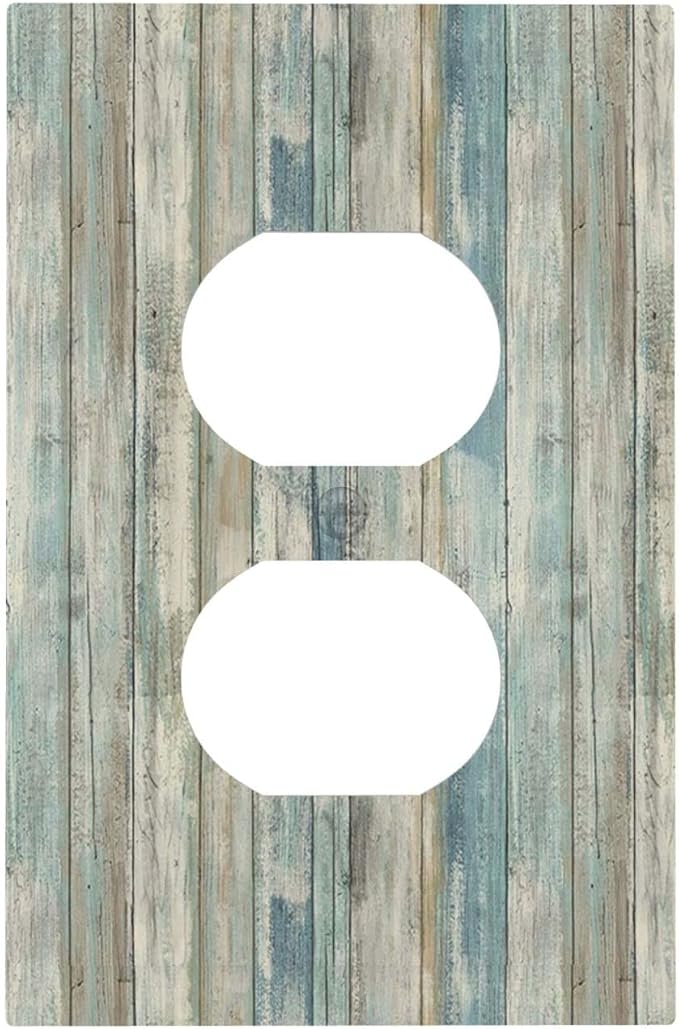 Tea Vintage Wood Plank Distressed Grain Rustic Shiplap Board 1 Gang Duplex by Spshian