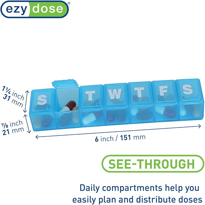 EZY DOSE Weekly Daily Pill Case, Medicine Planner, Vitamin Organizer, - Image 2