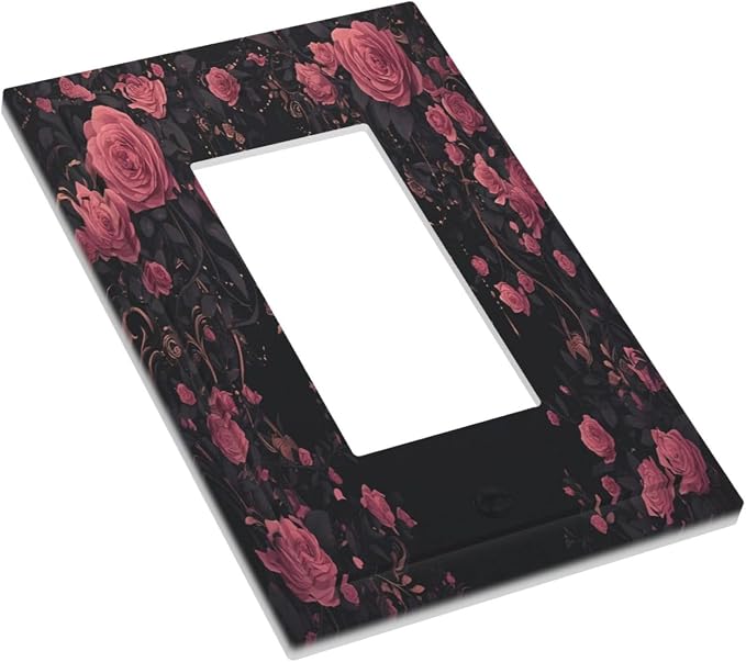Decorative Outlet Covers Dark Background Red Rose Leaf 1 Gang Single Rocker - Image 3