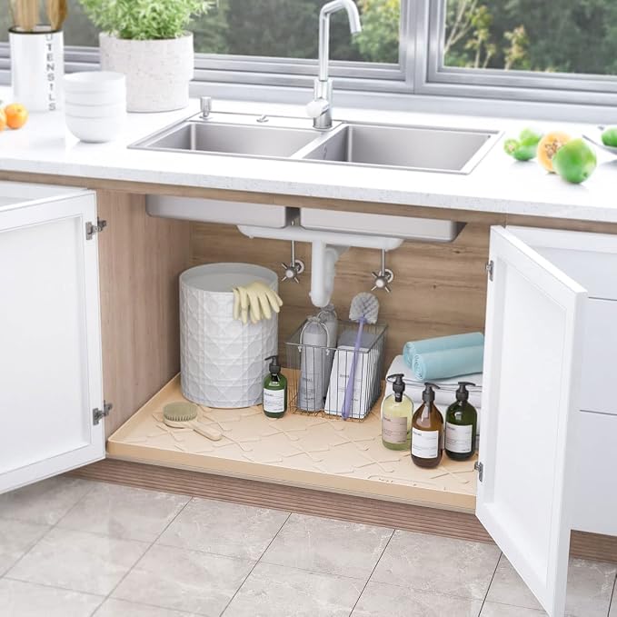 SIKADEER 34" x 22" Under Sink Mat Waterproof, Silicone Mat Kitchen Drawer Shelf - Image 6