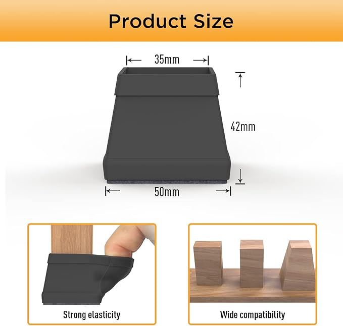 16 PCS Square Chair Leg Floor Protector, Silicone Chair Leg Cover, Furniture - Image 4